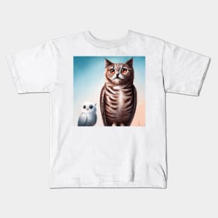 a Cat and an Owl | Cat & Owl | Animals | Gift for PetLovers | Coolest | Fun Kids T-Shirt